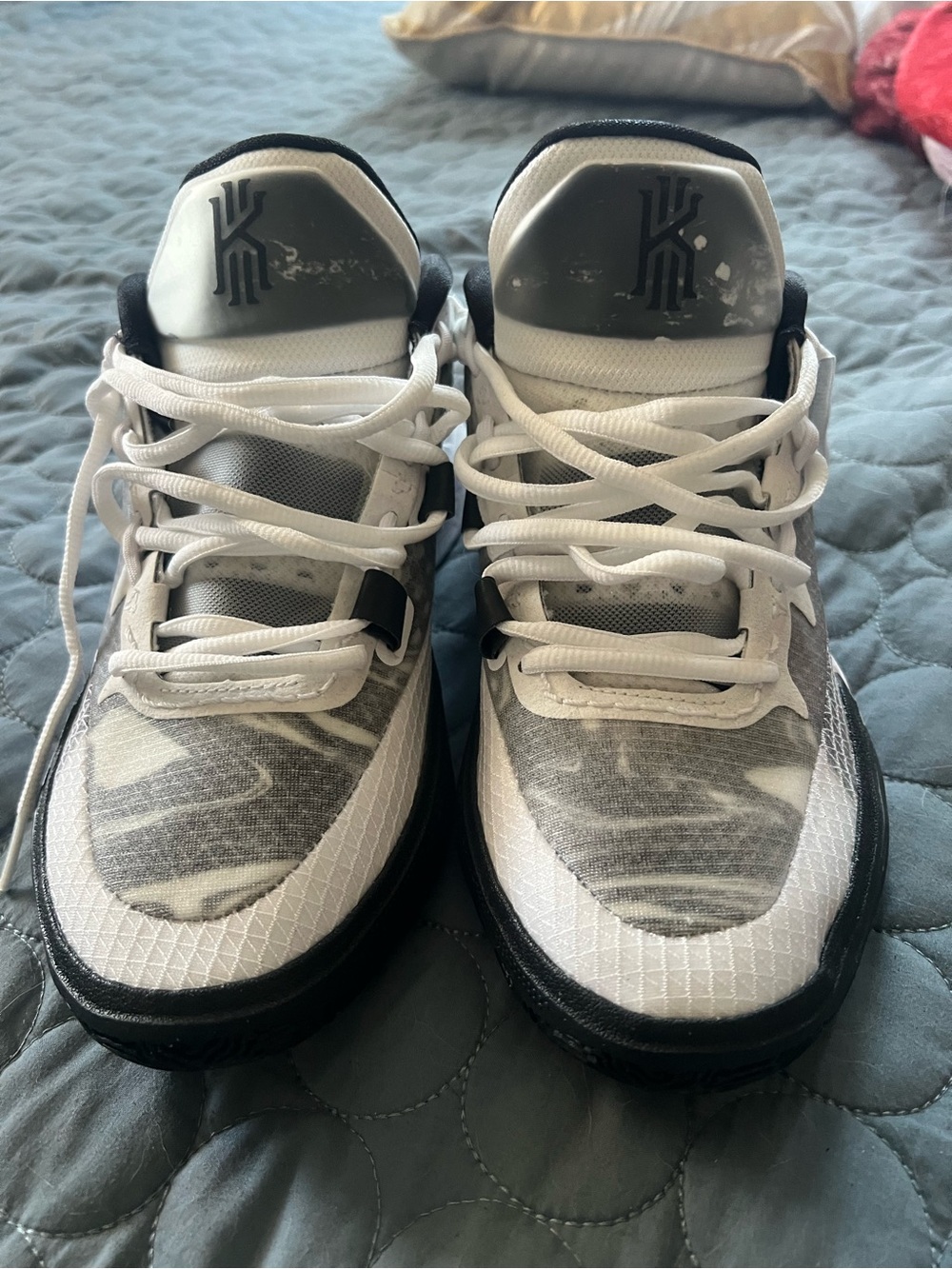 Nike Kids' White and Gray Kyrie Basketball Sneakers